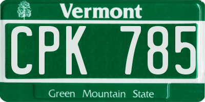 VT license plate CPK785