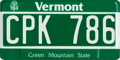 VT license plate CPK786