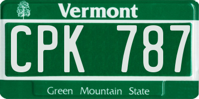VT license plate CPK787
