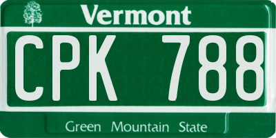 VT license plate CPK788