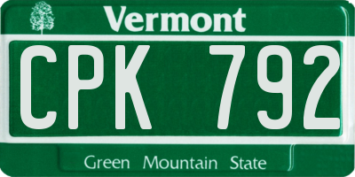 VT license plate CPK792