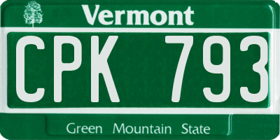 VT license plate CPK793