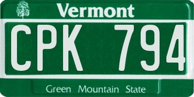 VT license plate CPK794