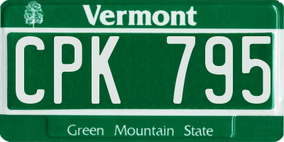 VT license plate CPK795