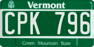 VT license plate CPK796