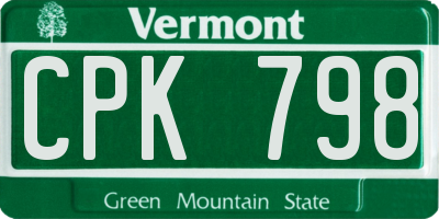 VT license plate CPK798