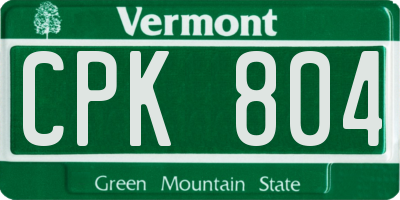 VT license plate CPK804