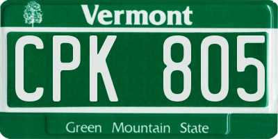 VT license plate CPK805