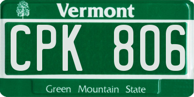 VT license plate CPK806