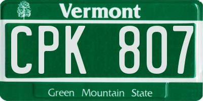 VT license plate CPK807