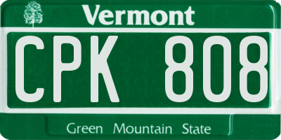 VT license plate CPK808