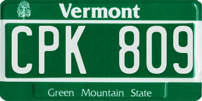 VT license plate CPK809