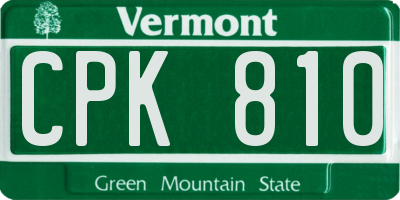 VT license plate CPK810