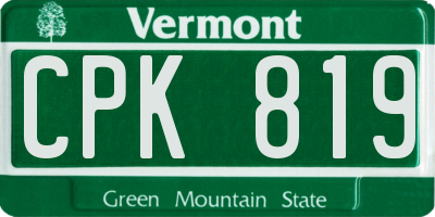 VT license plate CPK819