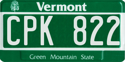 VT license plate CPK822