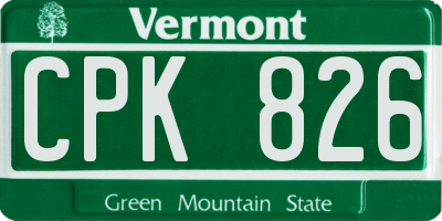 VT license plate CPK826