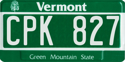 VT license plate CPK827