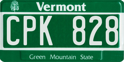 VT license plate CPK828