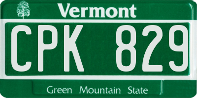 VT license plate CPK829