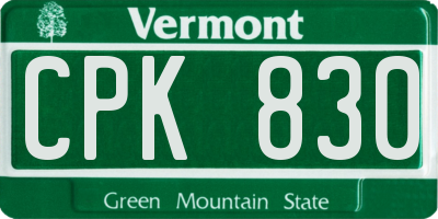 VT license plate CPK830