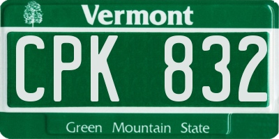 VT license plate CPK832