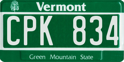 VT license plate CPK834