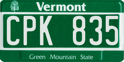 VT license plate CPK835