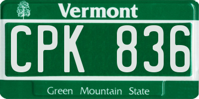 VT license plate CPK836
