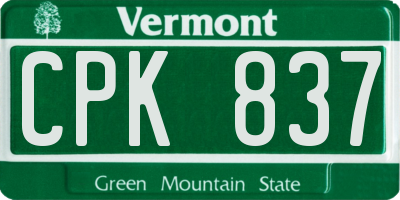 VT license plate CPK837