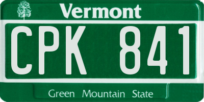 VT license plate CPK841
