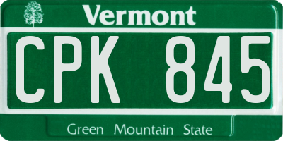 VT license plate CPK845