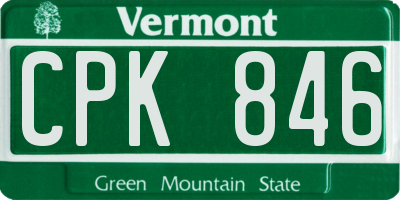 VT license plate CPK846