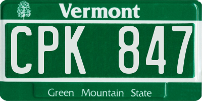 VT license plate CPK847