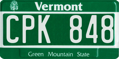 VT license plate CPK848