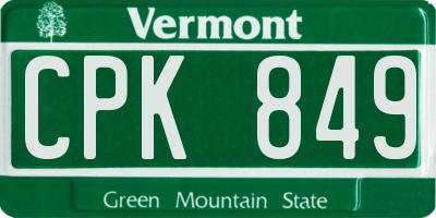 VT license plate CPK849