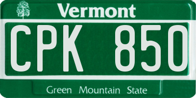 VT license plate CPK850