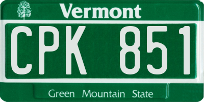 VT license plate CPK851