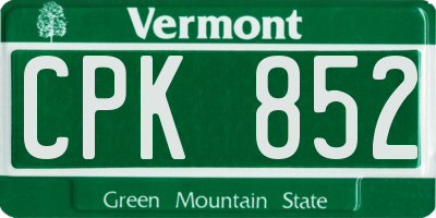 VT license plate CPK852