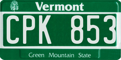 VT license plate CPK853