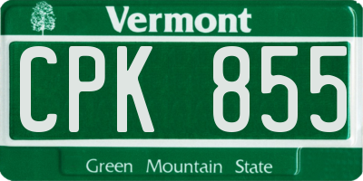 VT license plate CPK855