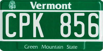 VT license plate CPK856