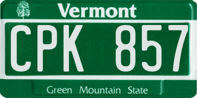VT license plate CPK857