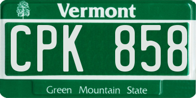 VT license plate CPK858