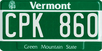 VT license plate CPK860