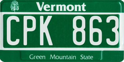 VT license plate CPK863