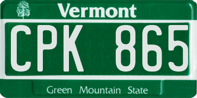 VT license plate CPK865