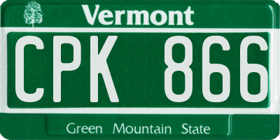 VT license plate CPK866