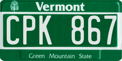 VT license plate CPK867