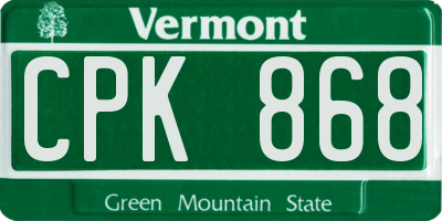 VT license plate CPK868