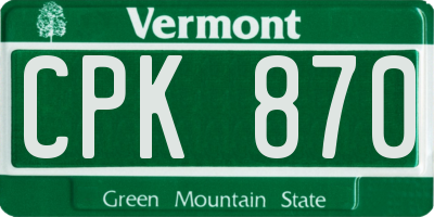 VT license plate CPK870